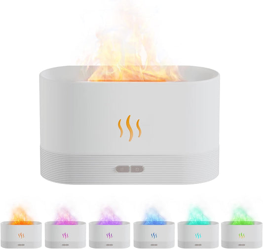 Essential Oil Diffuser With Flame - white